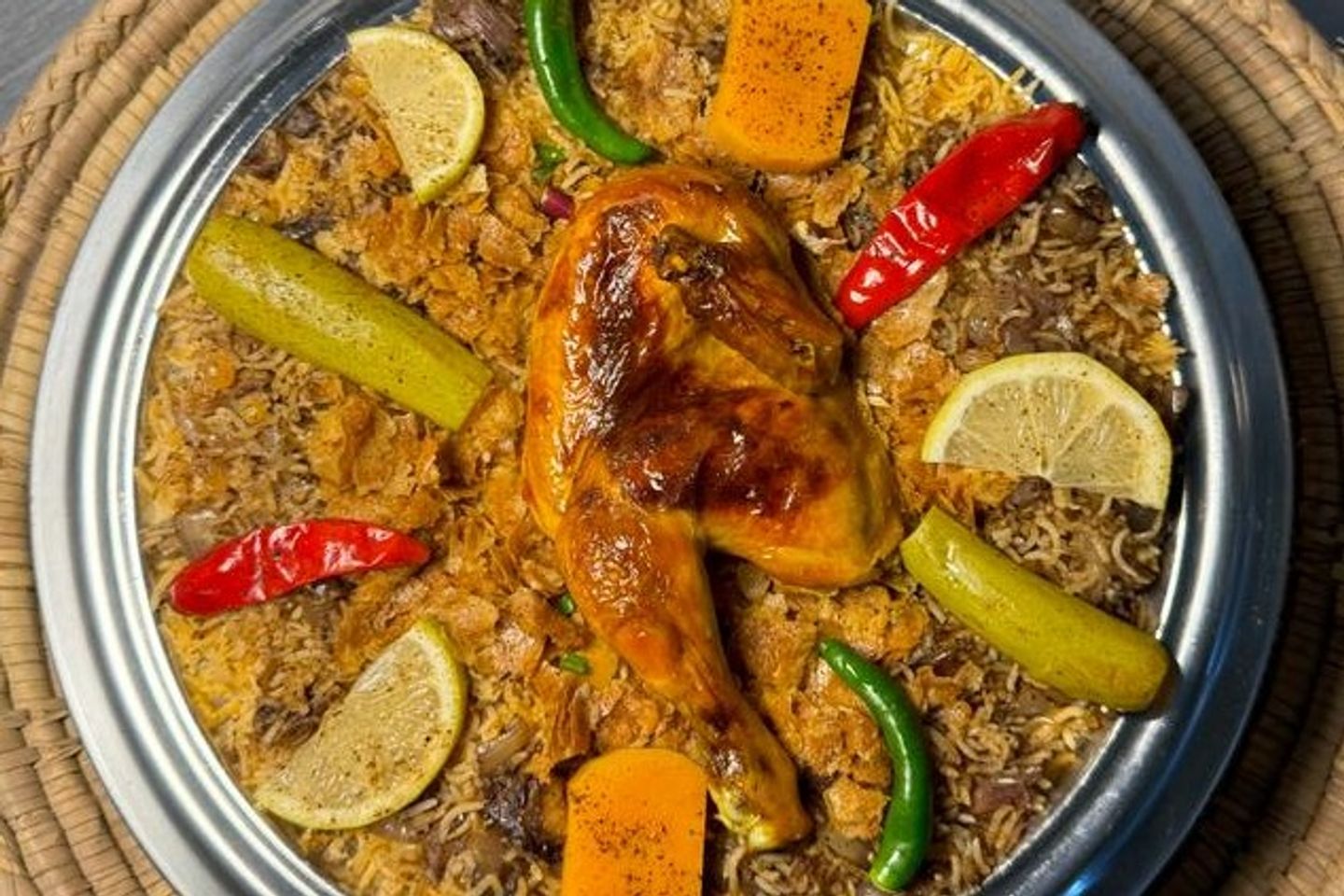 نصف  دجاجه  فرن مع الارز  - بشاور