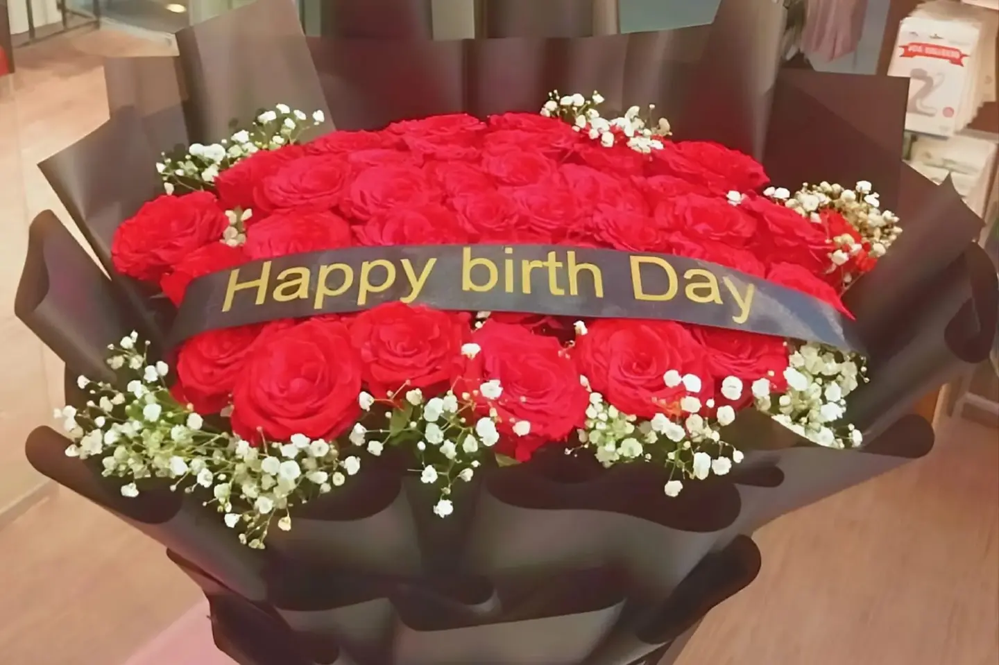 باقة عيد ميلاد سعيد - كرت للكتابه