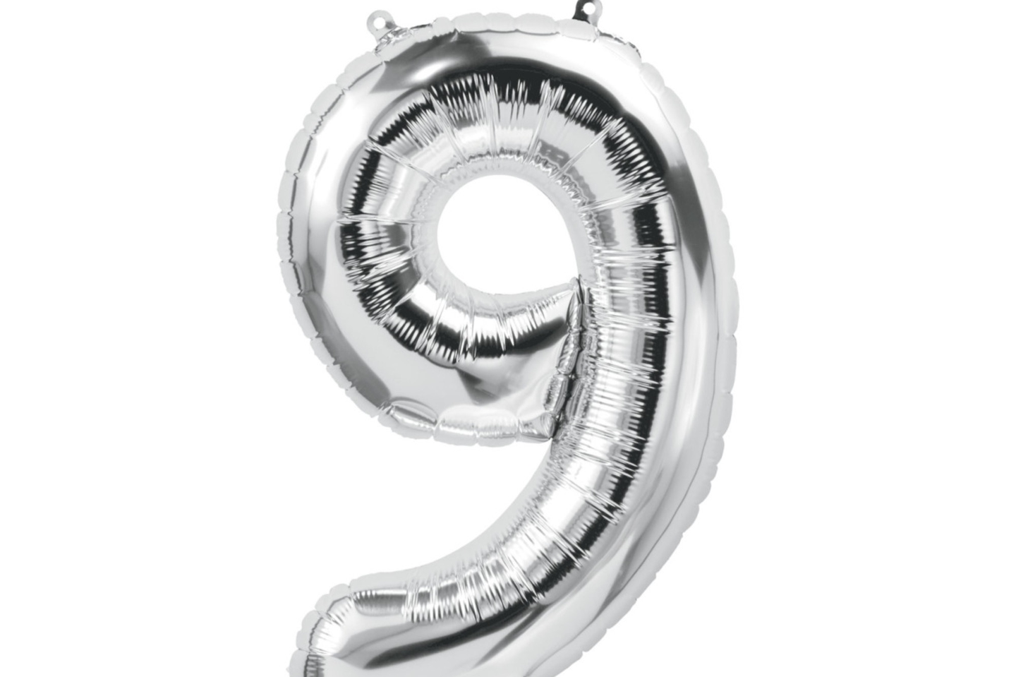 بالون من رقائق معدنية على شكل رقم - بالون فضي اللون مقاس ٤٢ بوصة يحمل الرقم ٩