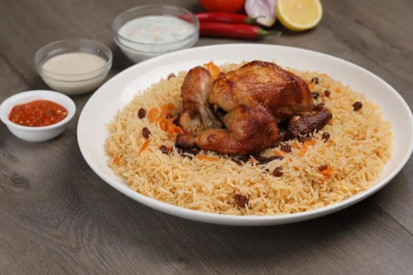 Grilled Chicken With Rice - Half Of A Chicken