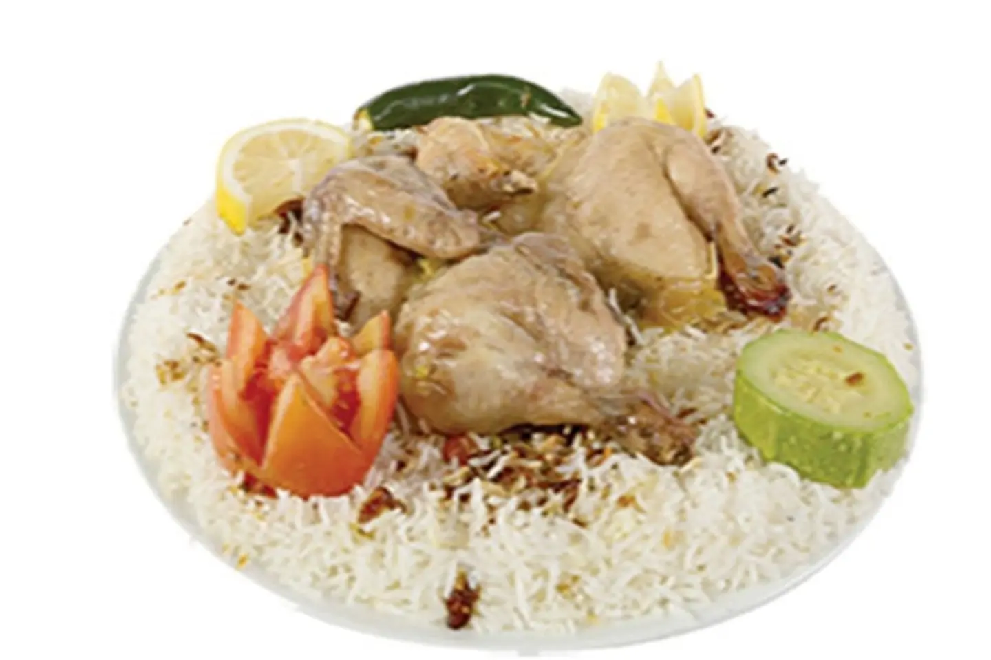 دجاج حنيذ أرز شعبي مثلوثة - نص حبة دجاج