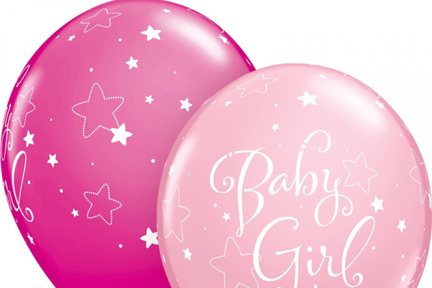 Helium Balloons Printed Baby Girl Stars - Pink