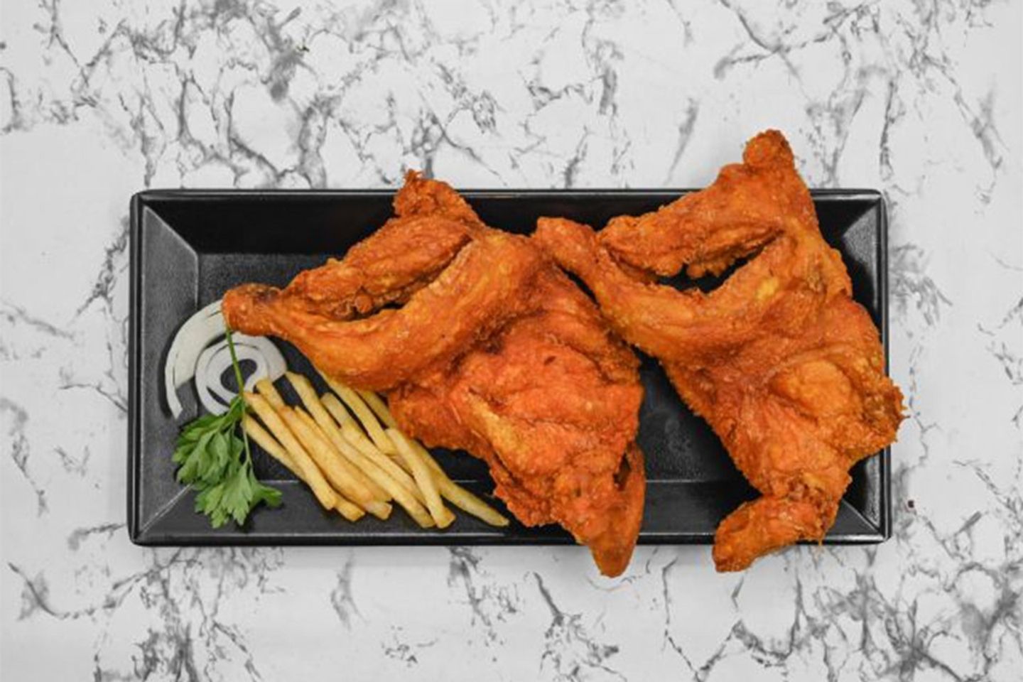 دجاج مقلي مع الارز - نص دجاج