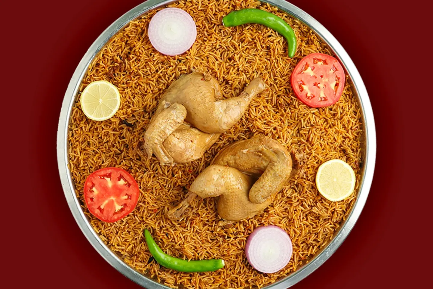 نصف حبه دجاج مضغوط رز أحمر - سلطة خضراء حارة