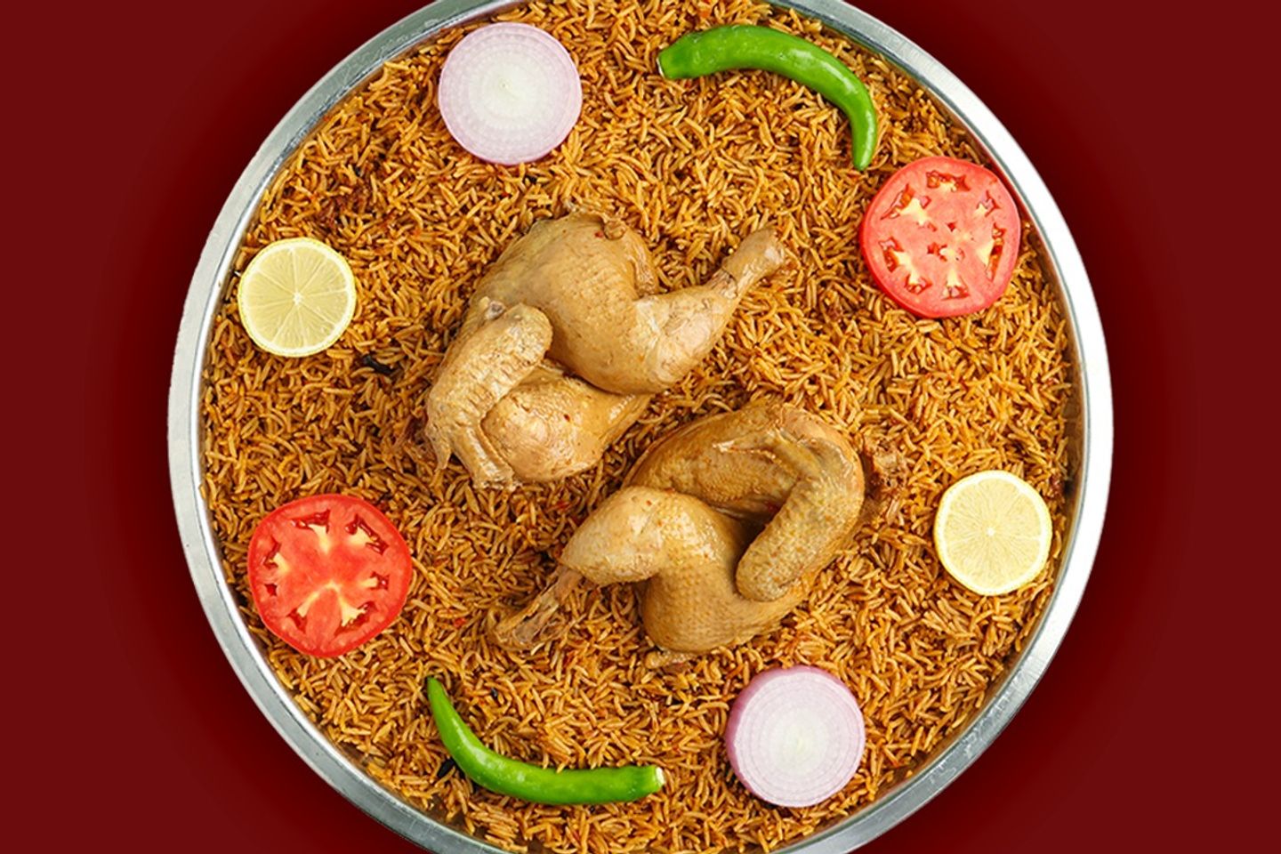 نصف حبه دجاج مضغوط رز أحمر - سلطة خضراء حارة