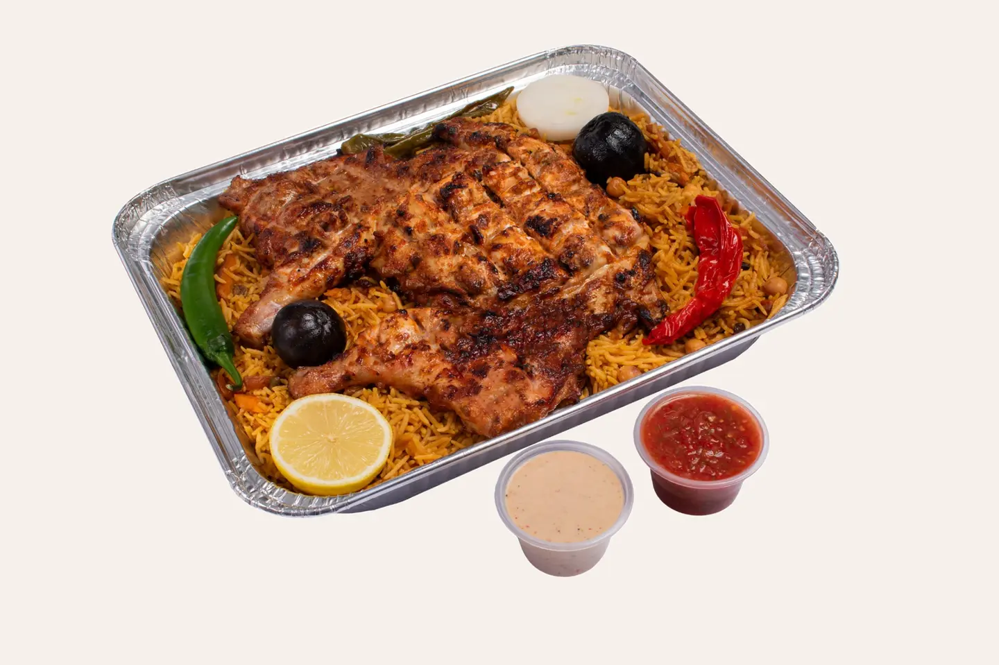 دجاج مشوي على الفحم مع ارز بخاري - نصف دجاجة