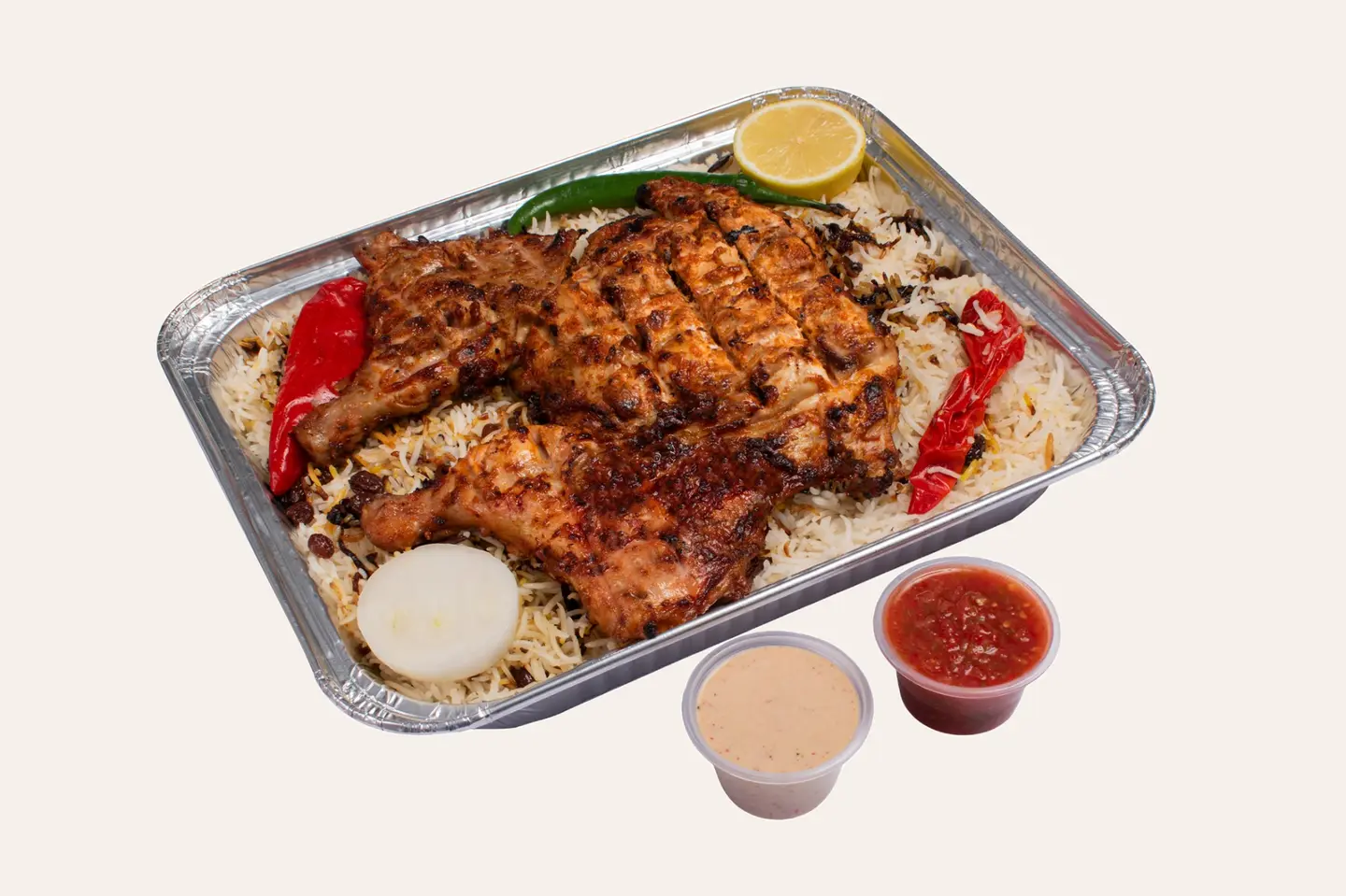 دجاج مشوي على الفحم مع ارز بيشاور - نصف دجاجة