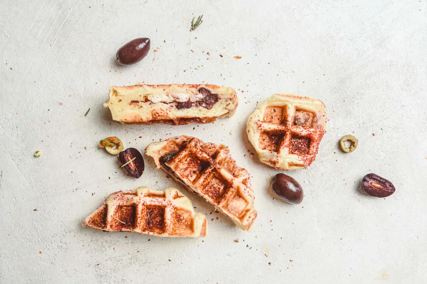 Salty Waffle Stuffed With White Cheese , Olives And Sumac - Medium