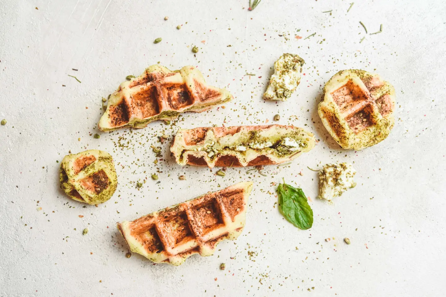 Salty Waffle Stuffed With White Cheese And Zataar - Medium