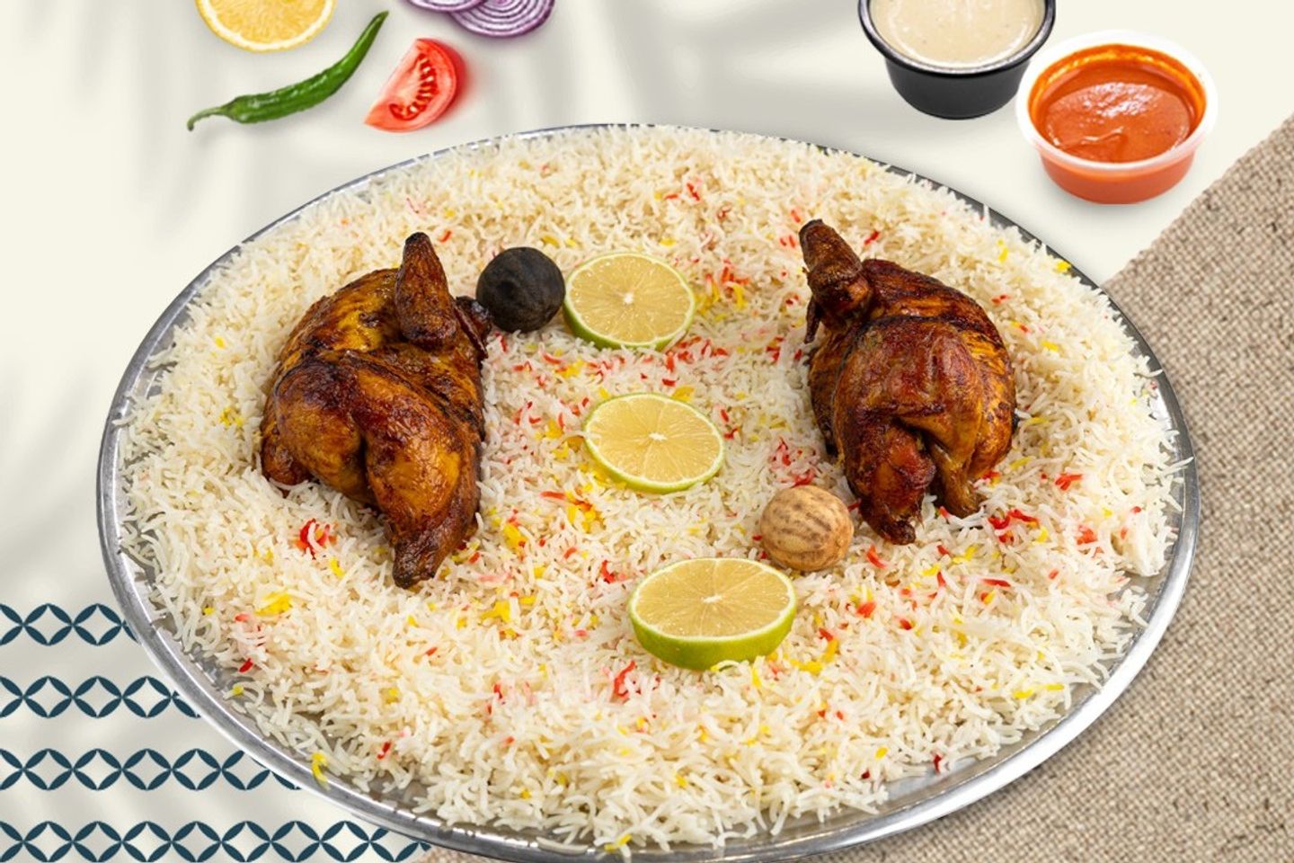 دجاج مقلي مع ارز بخاري - نص حبة دجاج