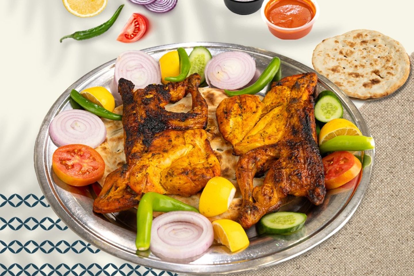 دجاج على الفحم سادة - نص حبة دجاج