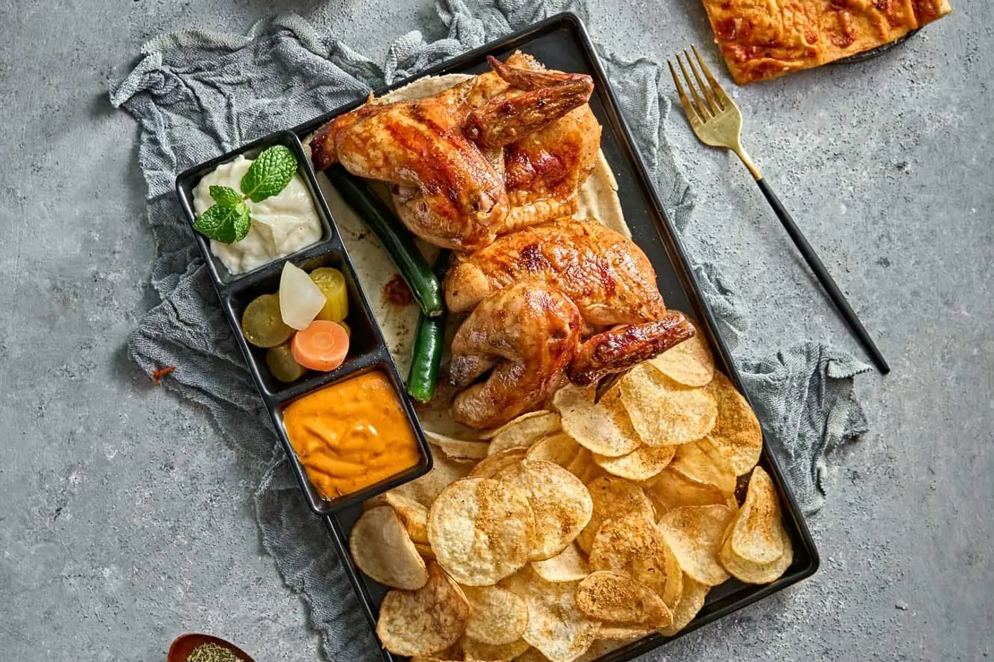 Roasted Chicken With Potato And Garlic - Whole
