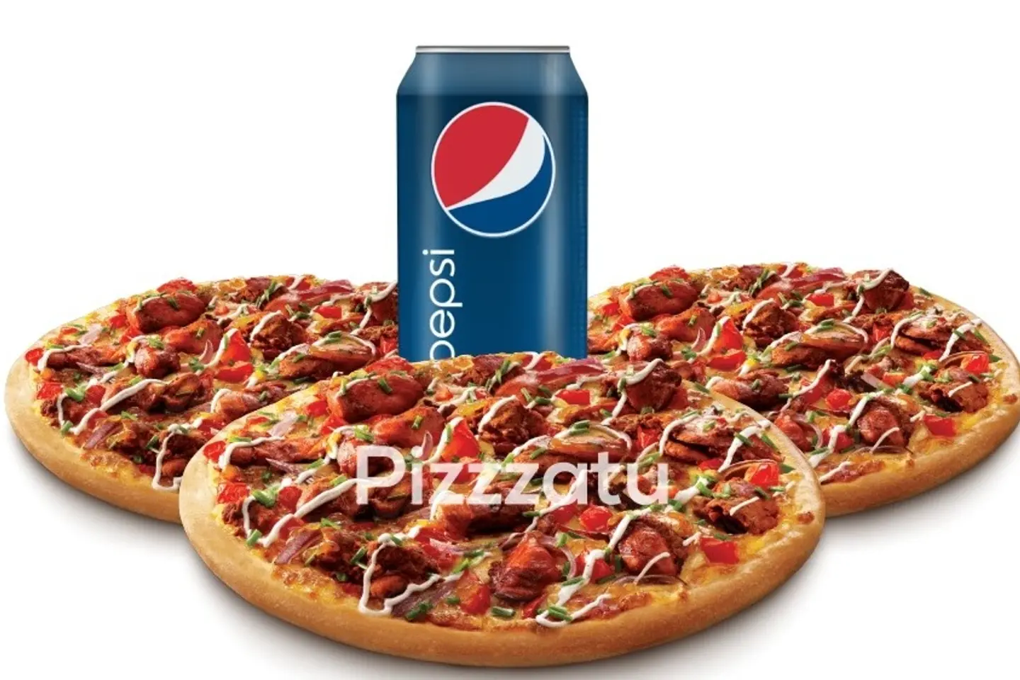 3 Fajita Chicken Pizzas With 1 Pepsi - Large