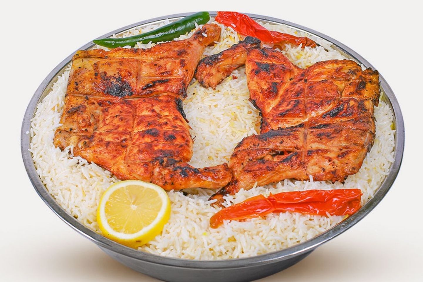 Half Chicken On Charcoal - Mandi Rice