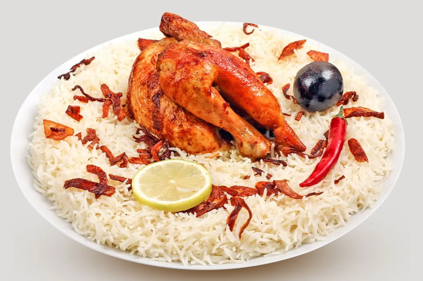 نص دجاج شواية - رز شعبي مثلوثه