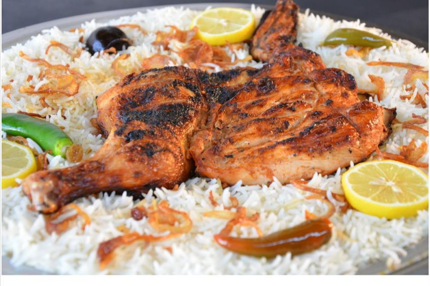 Charcoal Chicken With Biryani Rice - Half A Chicken