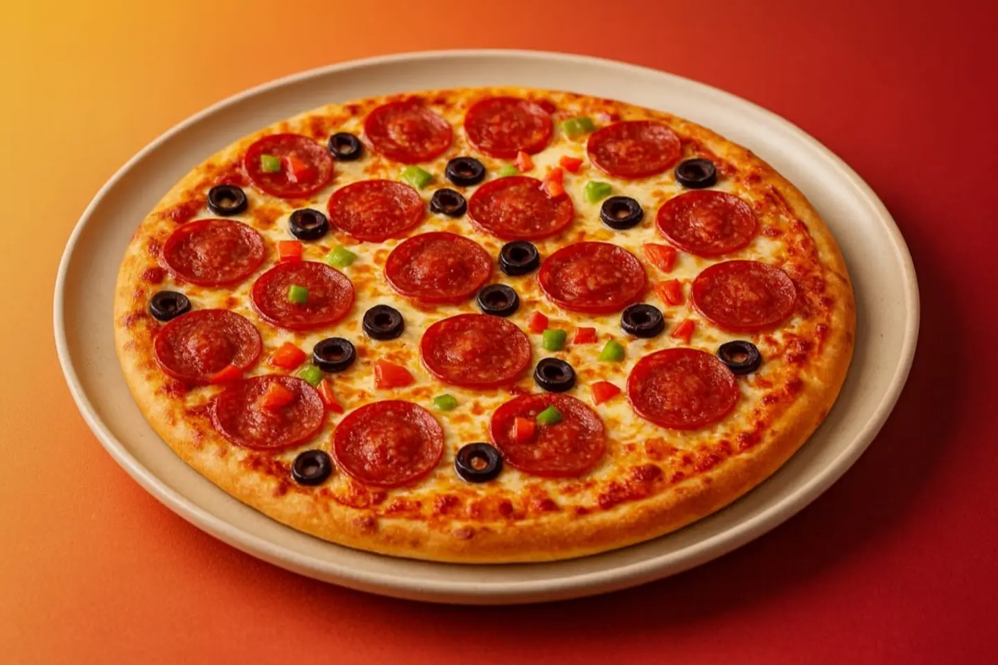 بيتزا بيبروني مع خضار - حجم كبير