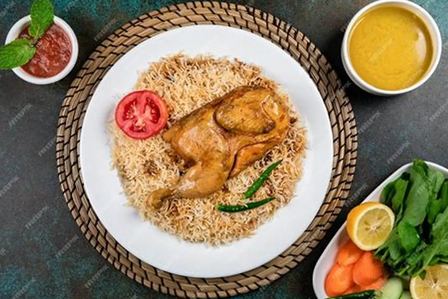 دجاج مندي - نصف دجاج مع رز بشاور