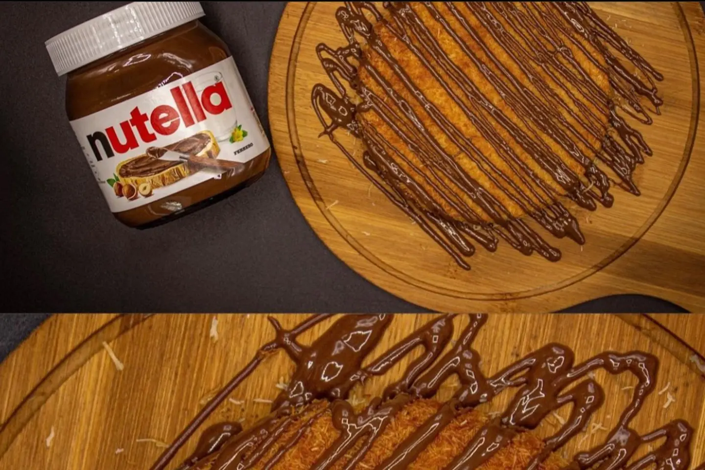 Small Konafa With Cream And Nutella - Konafa With Cream And Nutella Lareg