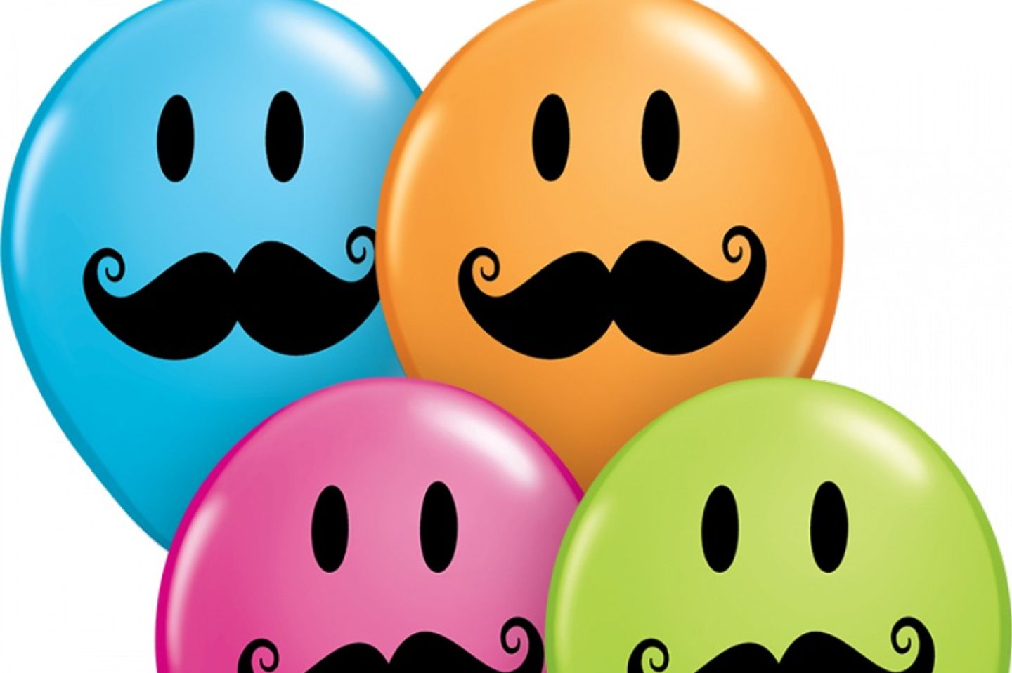 Helium Balloons Printed Mustache Face - Orange