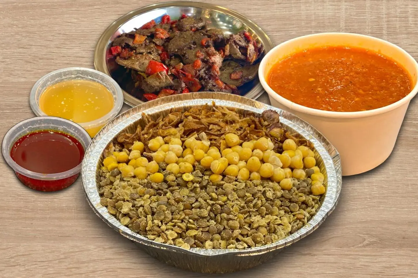 كشري بالكبدة - وسط