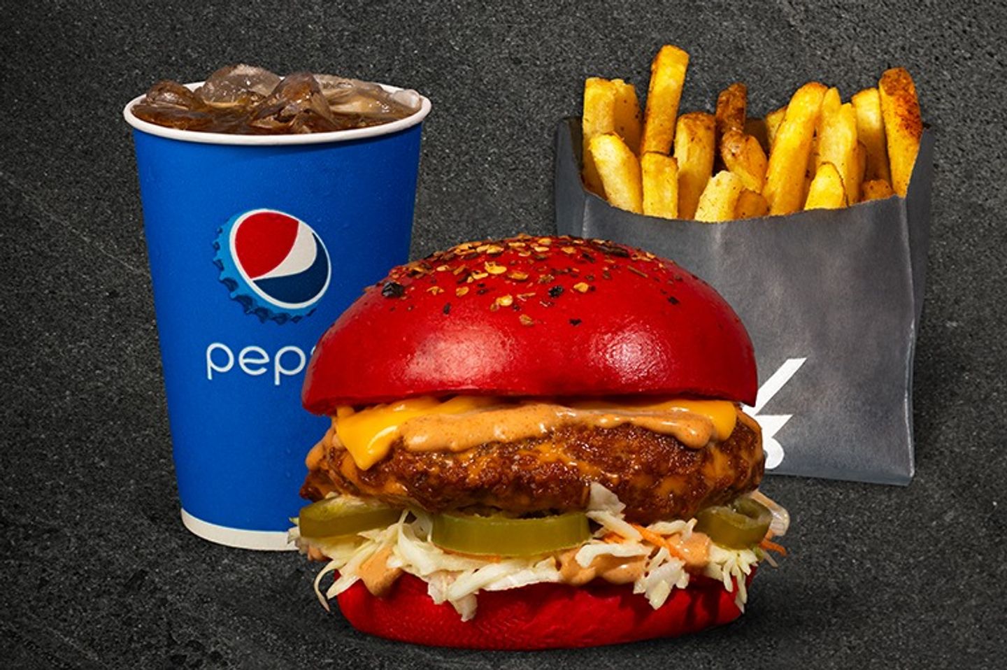 Red Fire Chicken Burger  Meal - Fries Drink Medium