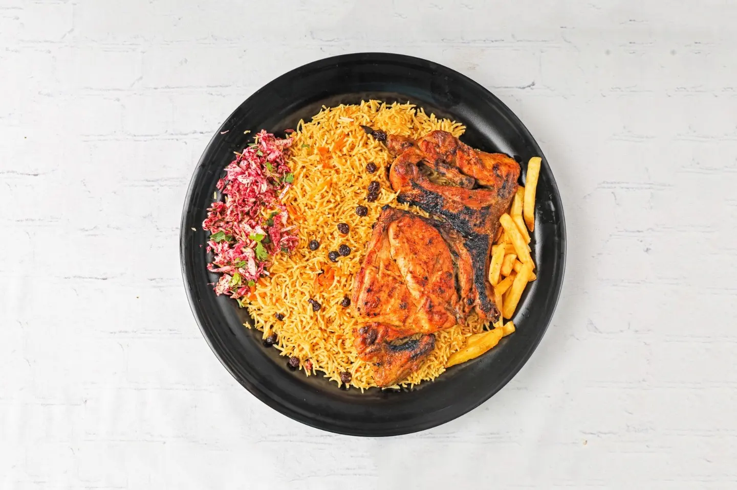 دجاج على الفحم - نص حبة دجاج بدون رز