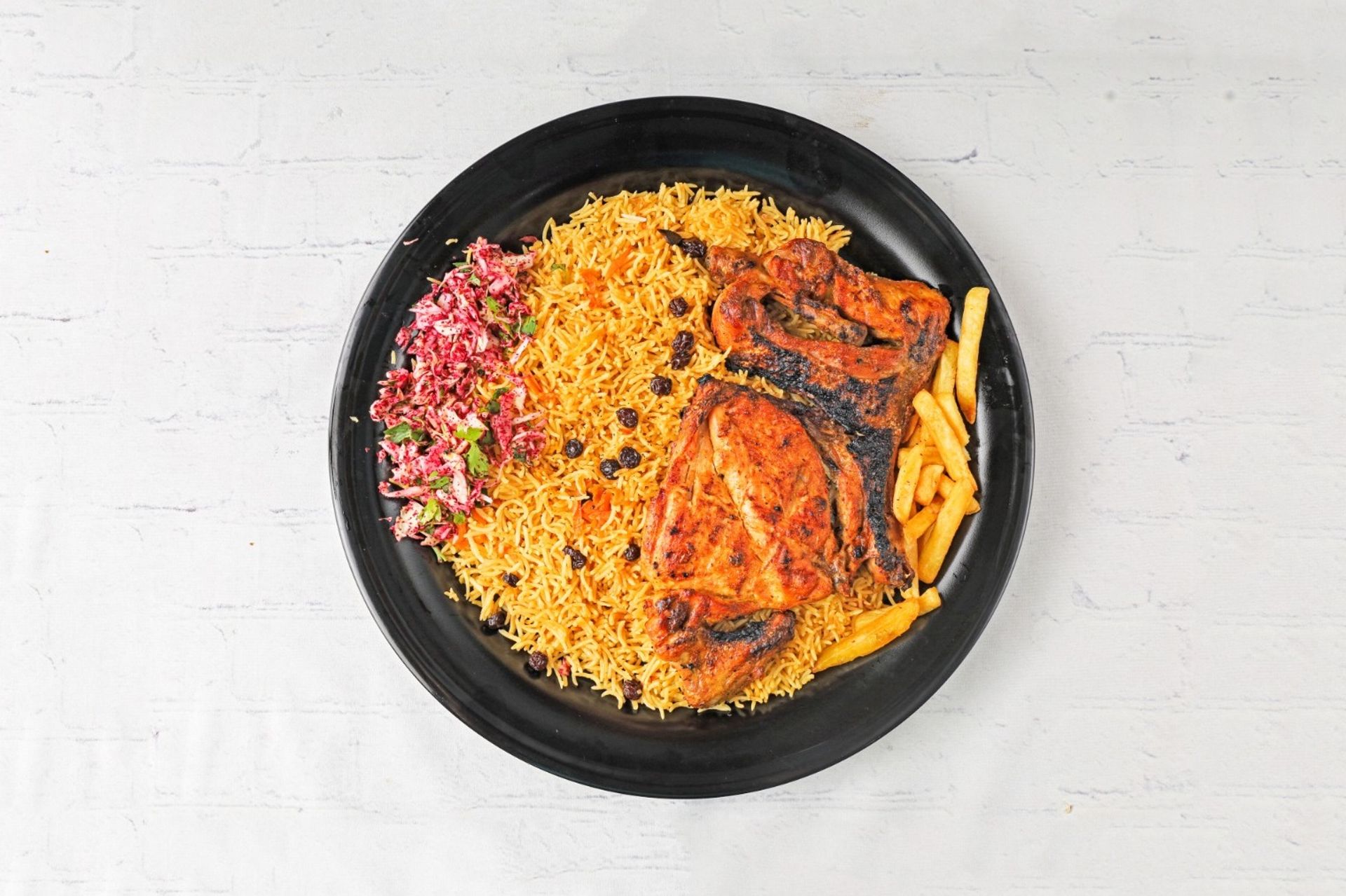 دجاج على الفحم - نص حبة دجاج بدون رز