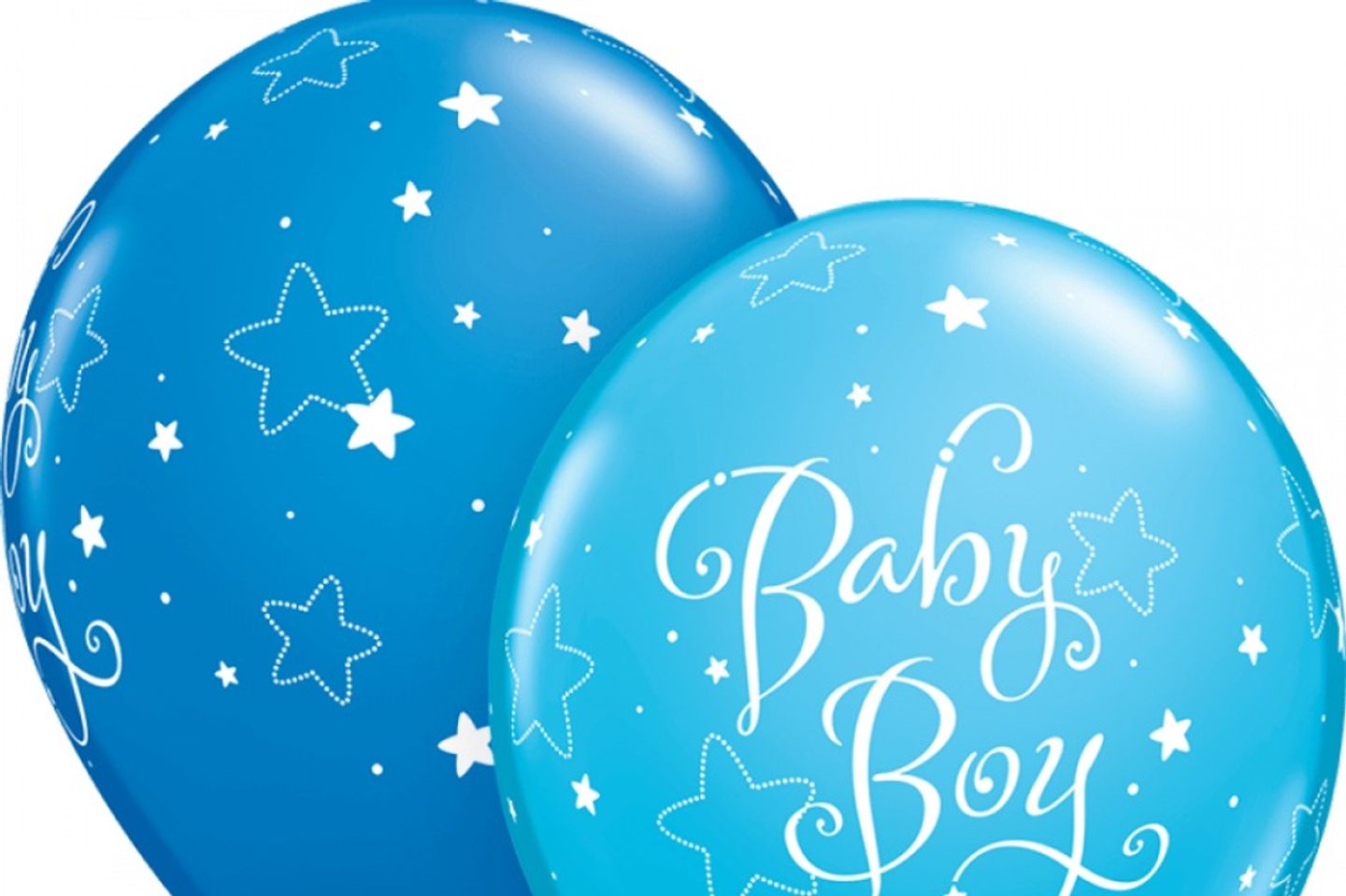 Helium Balloons Printed Baby Boy Stars - Sky Blue