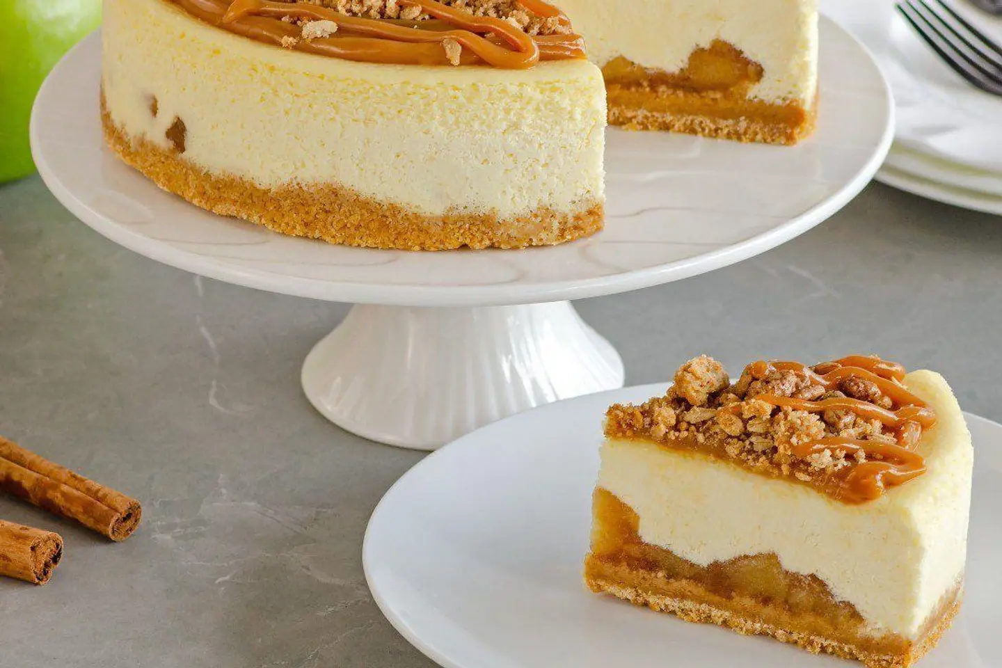 Apple And Caramel Cheesecake - Piece