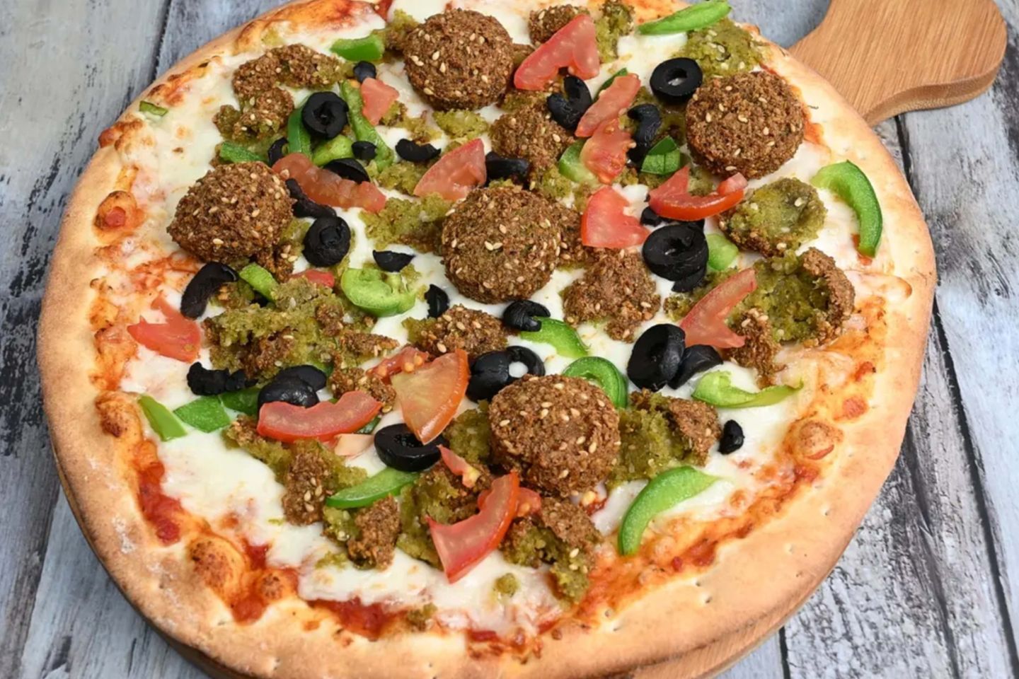 Labneh And Falafel Pizza - Medium Labneh And Falafel Pizza