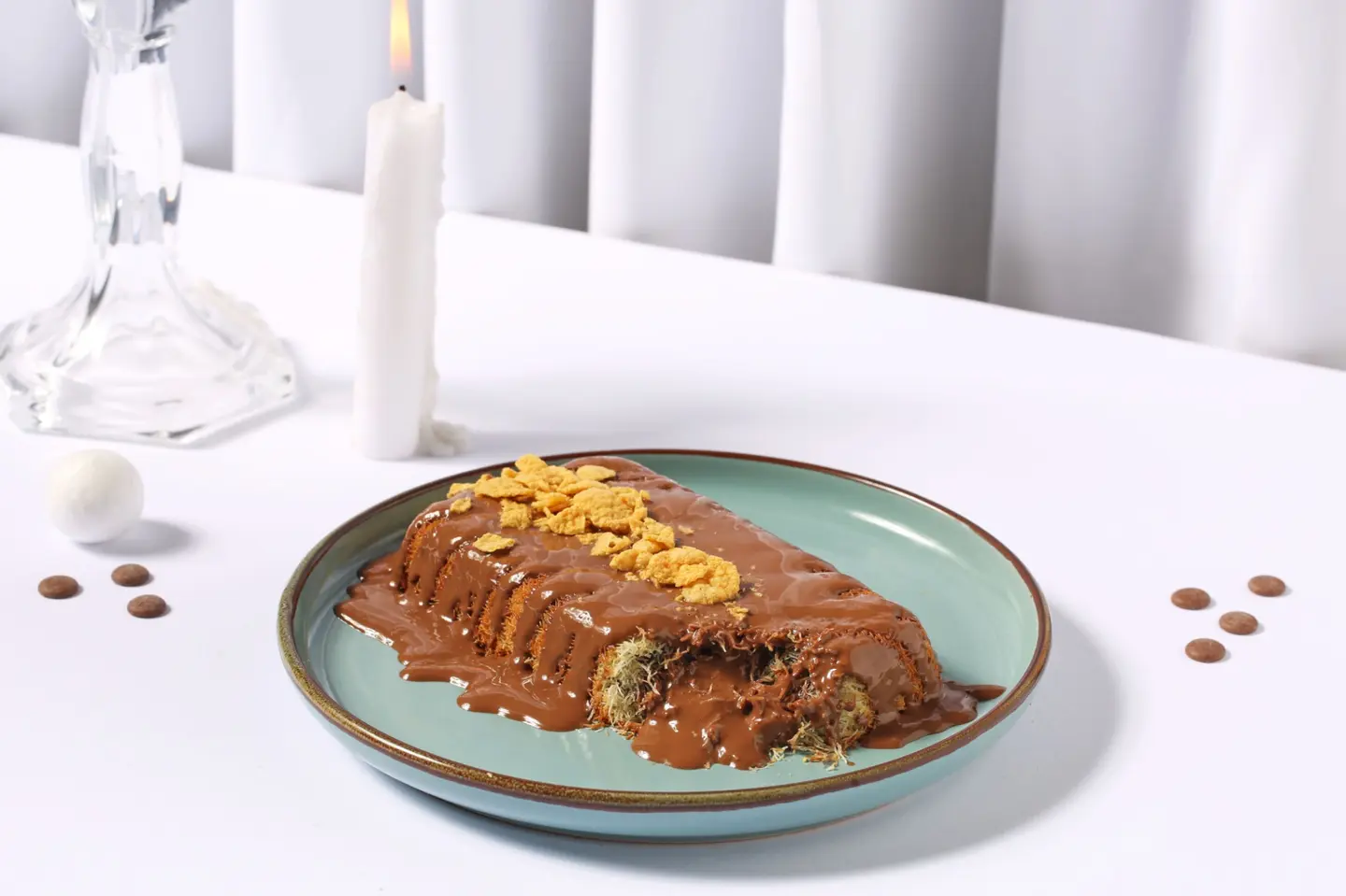 Kunafa With Cream And Belgian Chocolate - Small