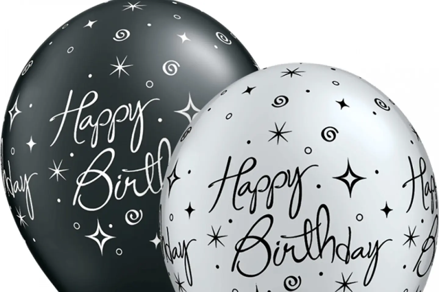 Helium Balloons Printed Birthday Elegant - Silver