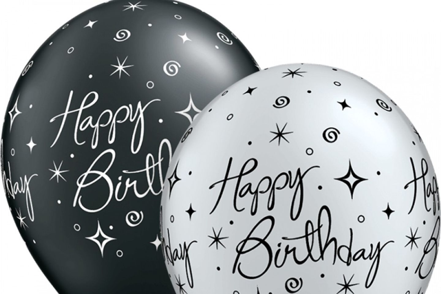 Helium Balloons Printed Birthday Elegant - Silver