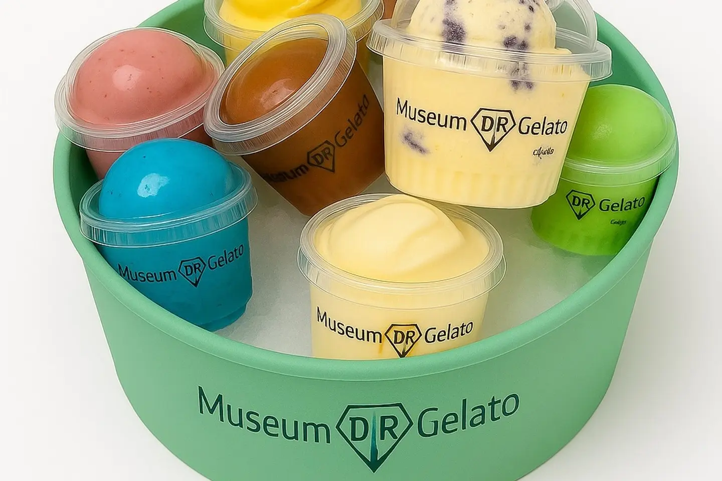 مجموعة الجيلاتو الفاخرة - ثمان أكواب مغرفه لكل كوب