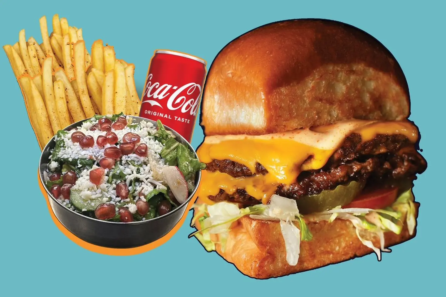 Double Smash Square Burger - Add Fries Drink And Salad