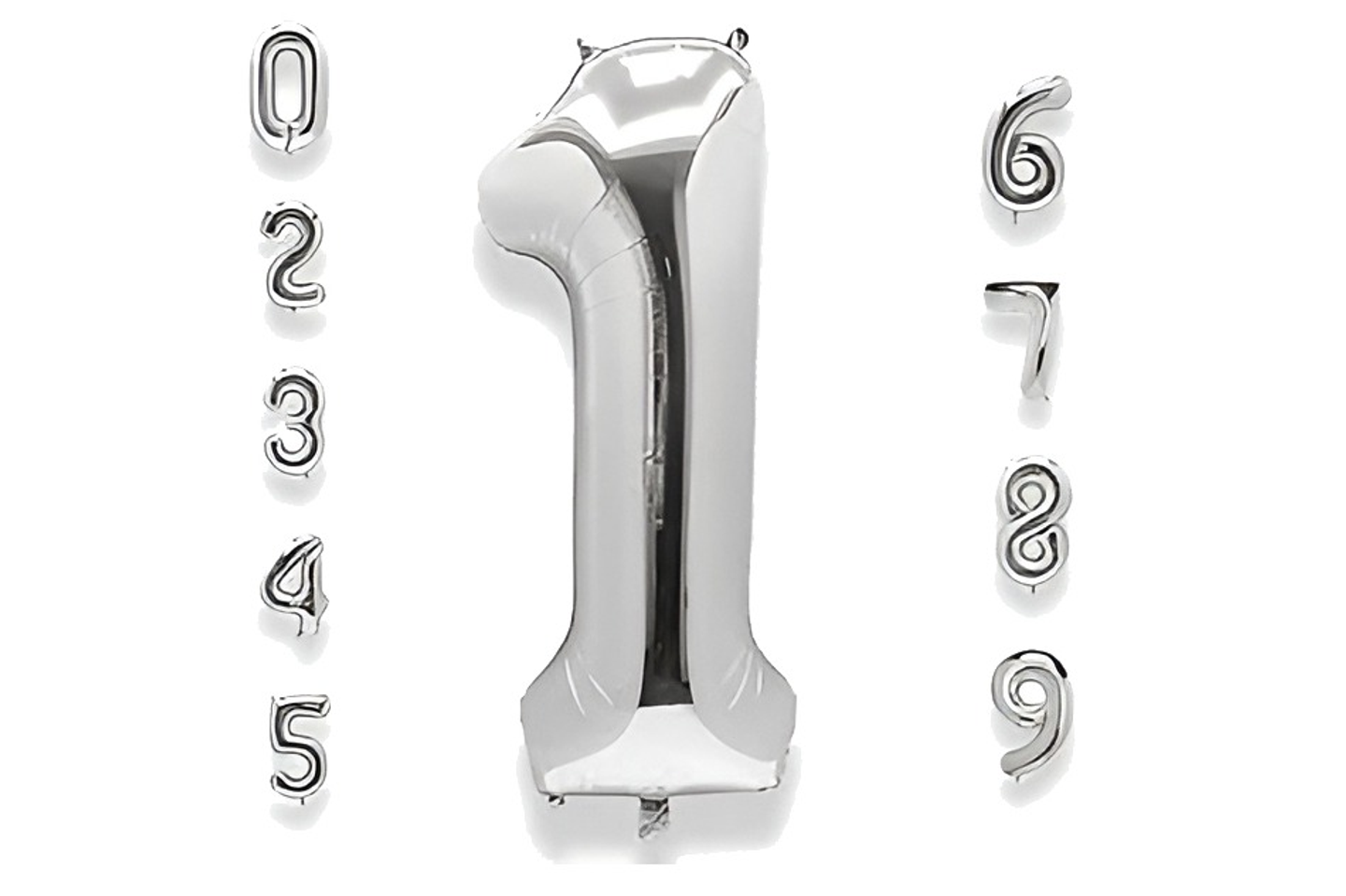 Silver Number Balloons - Number 6