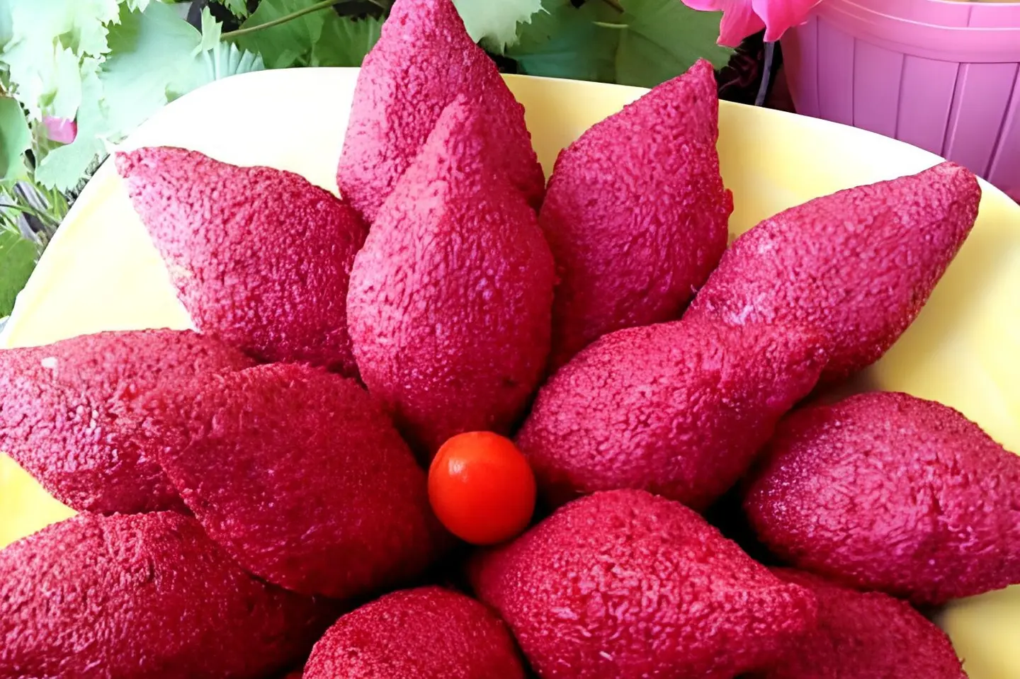 Kibbeh With Beetroot - A Small Plate Of Ten Pieces
