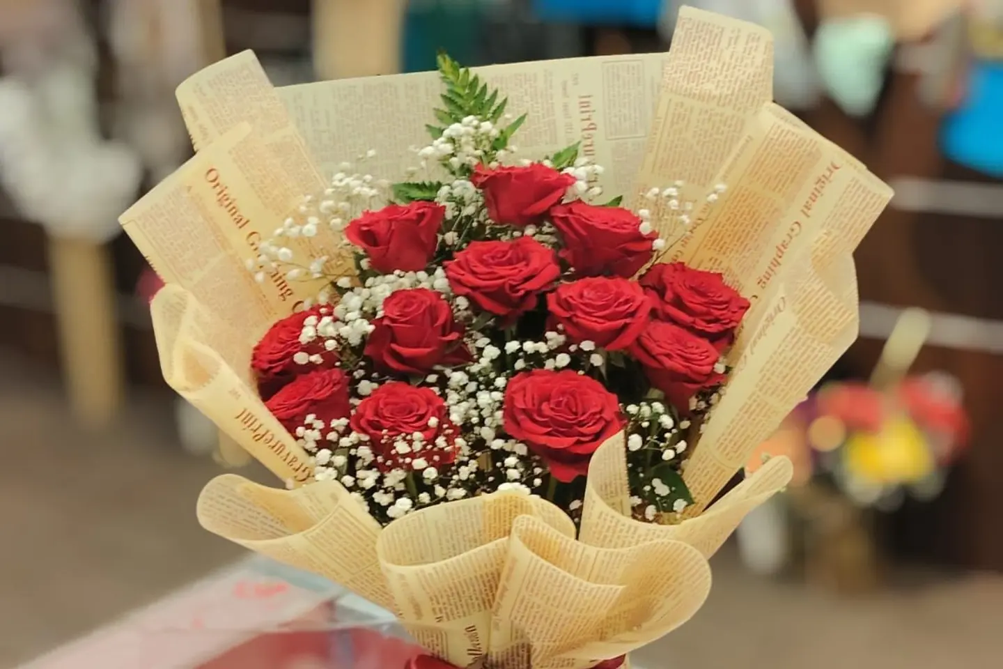 باقة ورد مدرجه بيج - كرت للكتابه