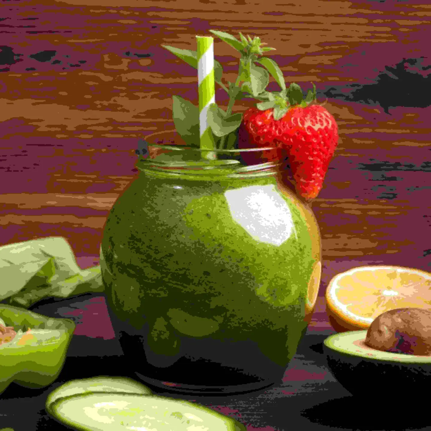 عصير افوكادو فراولة - وسط