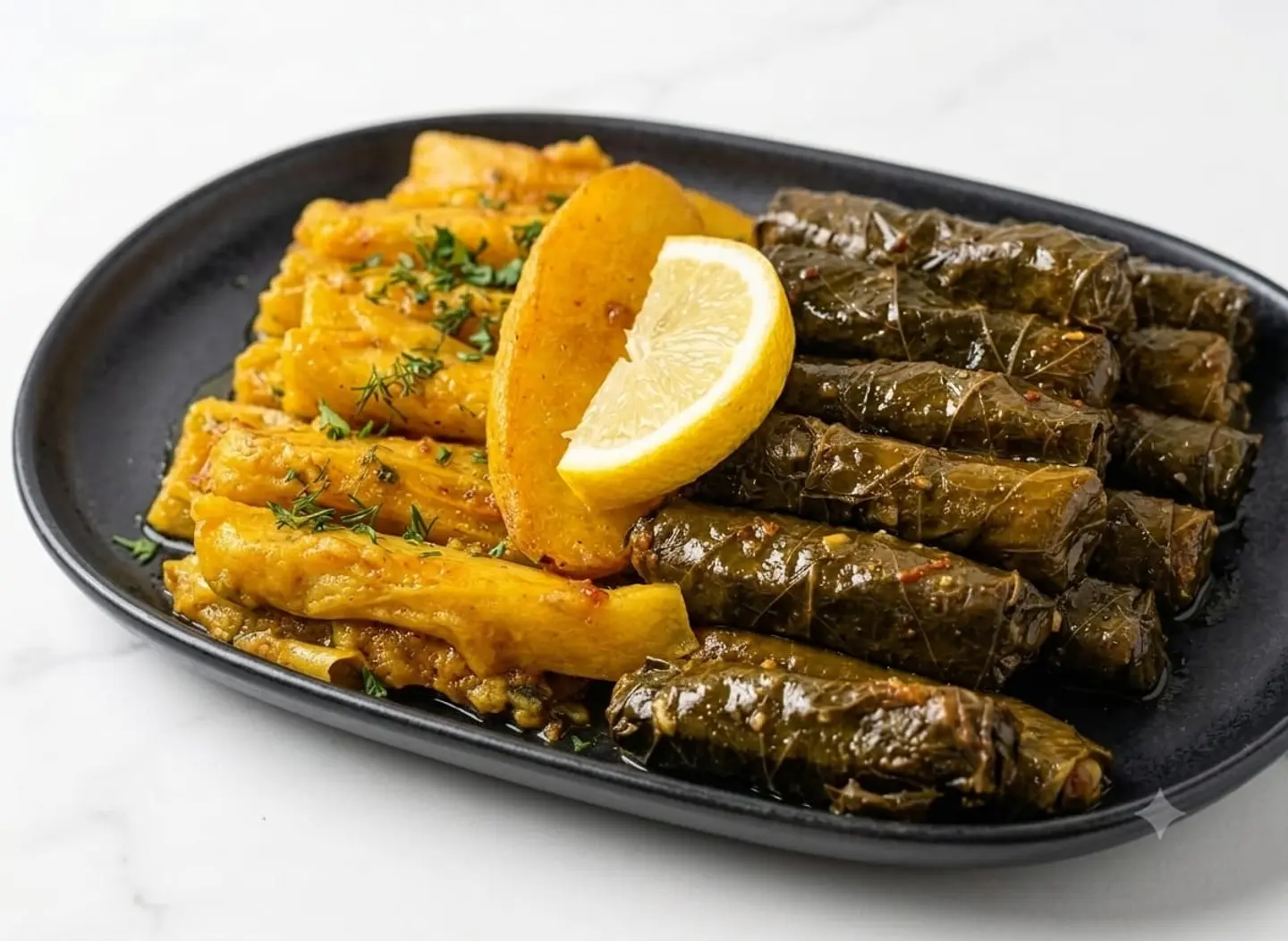Mix Plate Grape Leaves And Cabbage Leaves - Small