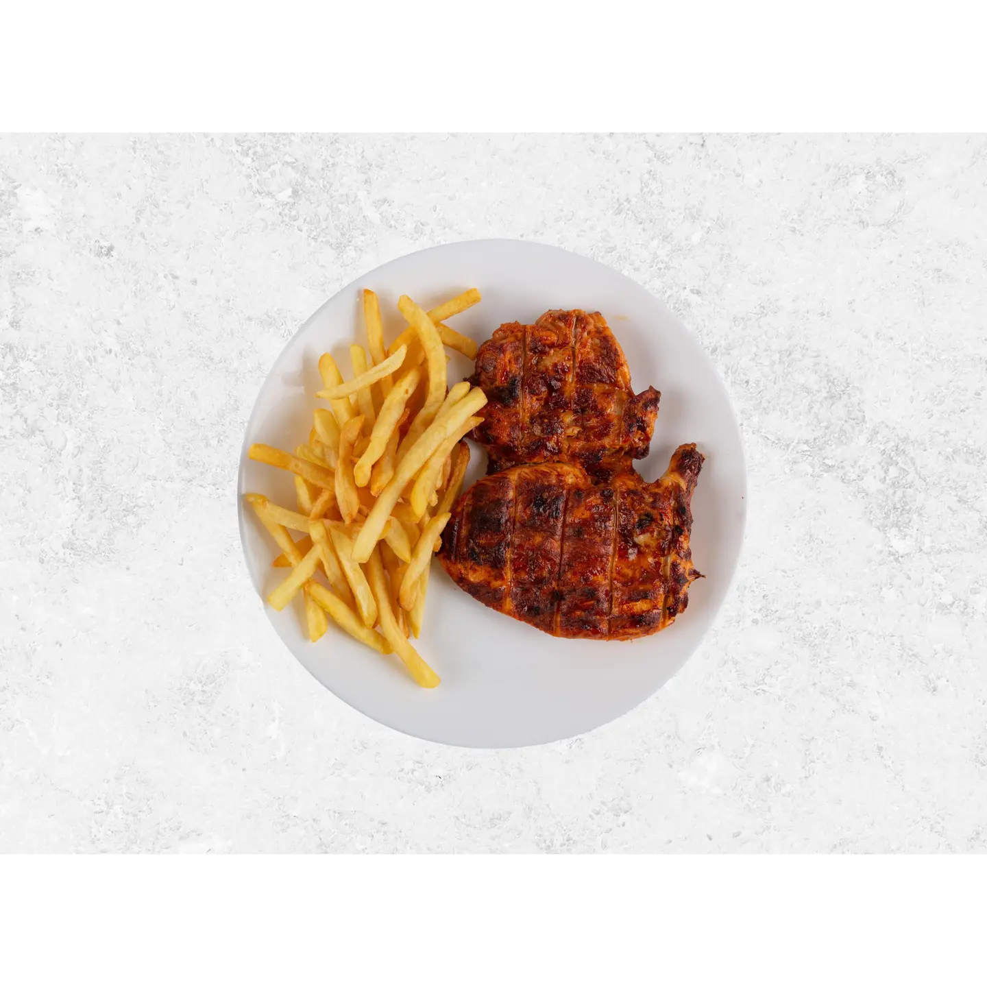 دجاج على الفحم مع البطاطس - نص حبة دجاج