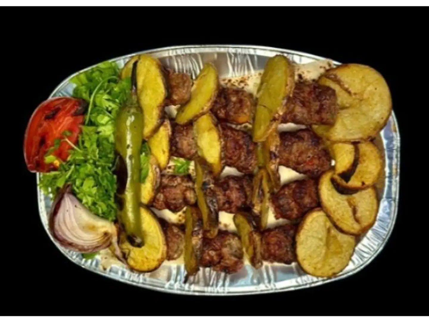 Kebab With Grilled Potatoes Plate - Small Kebab With Grilled Potatoes Plate