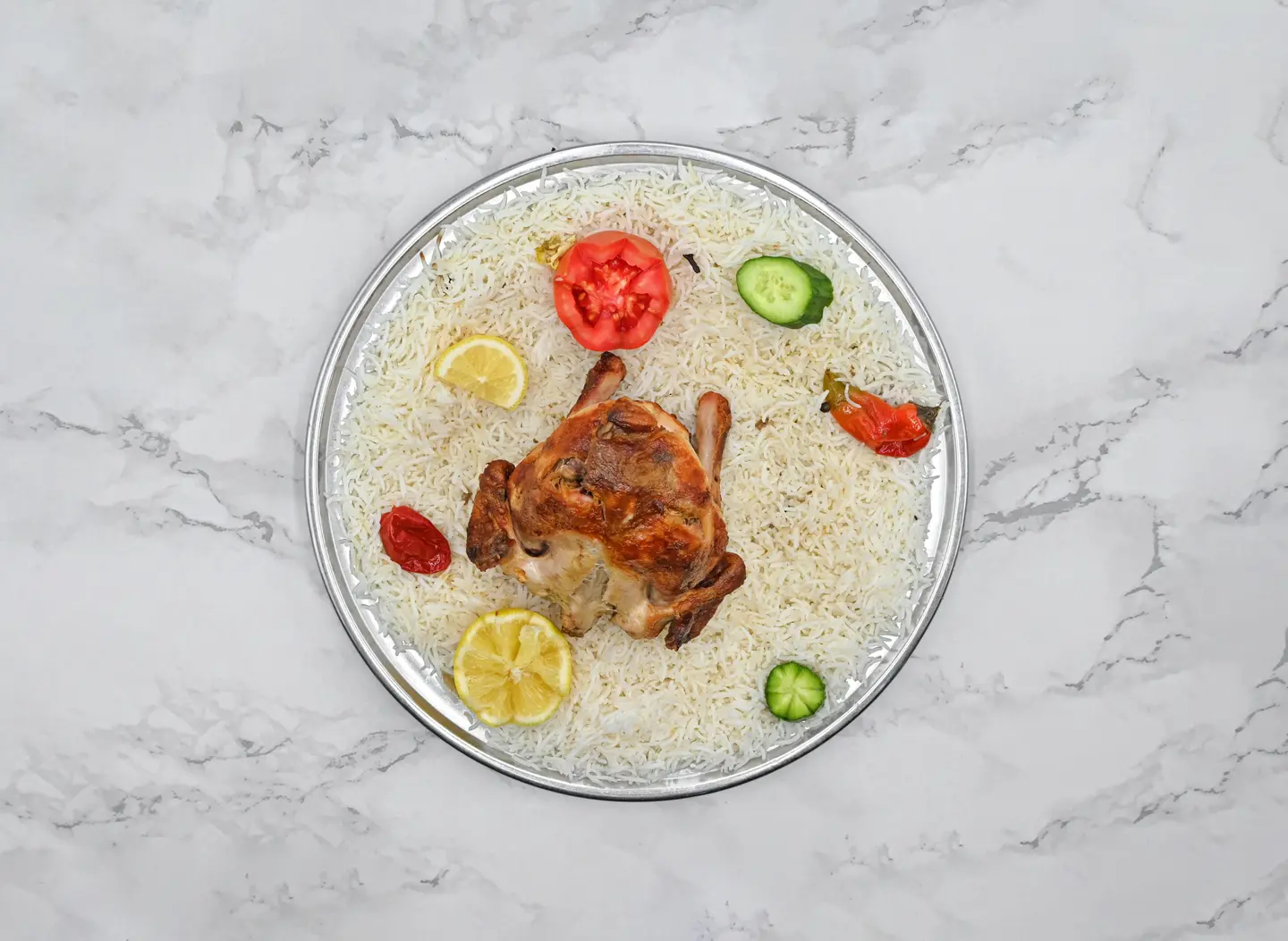Grilled Chicken With Mandi Rice Mathloutha - Whole Chicken