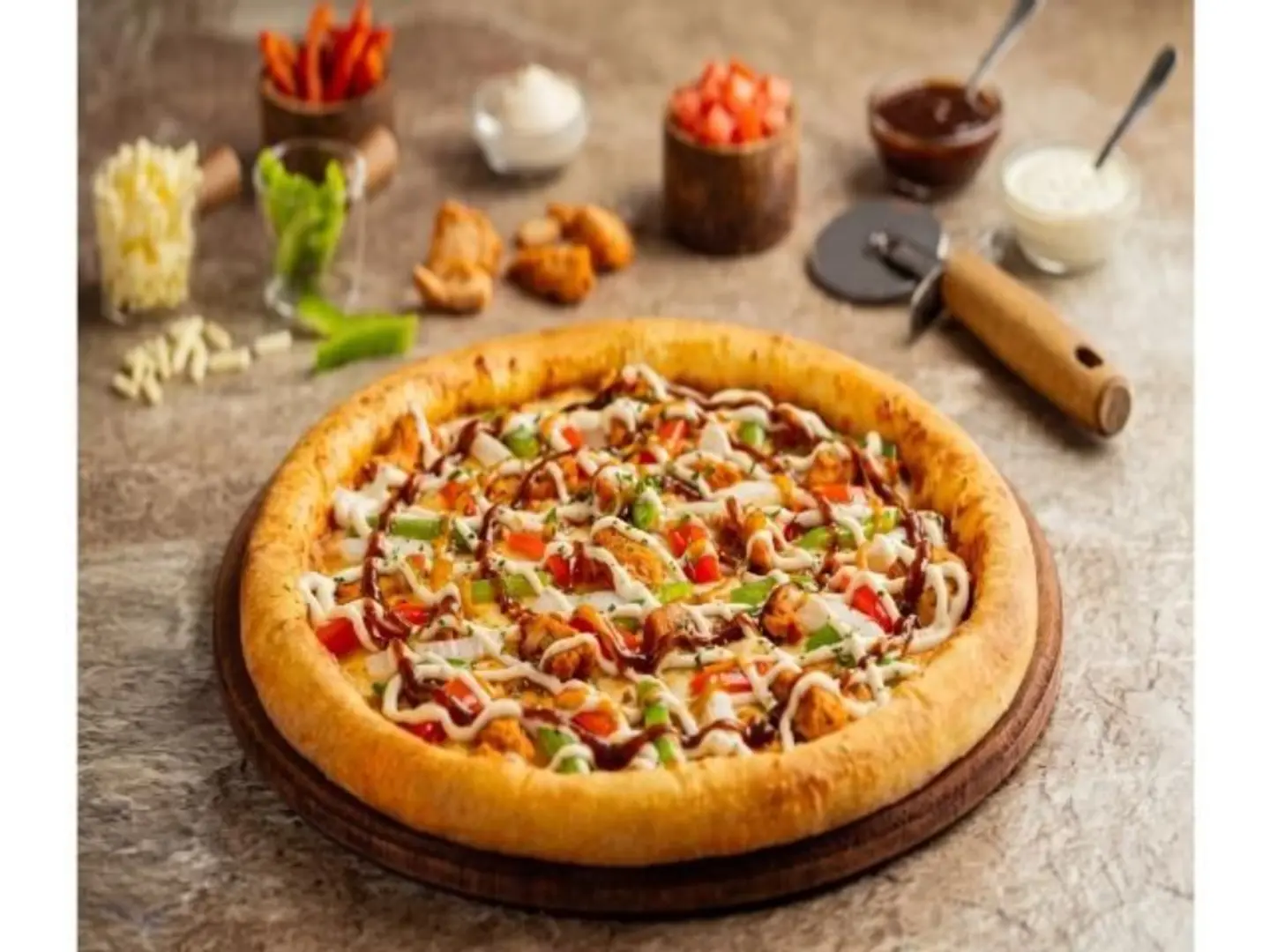 Mixed Sauce Chicken Pizza - Small