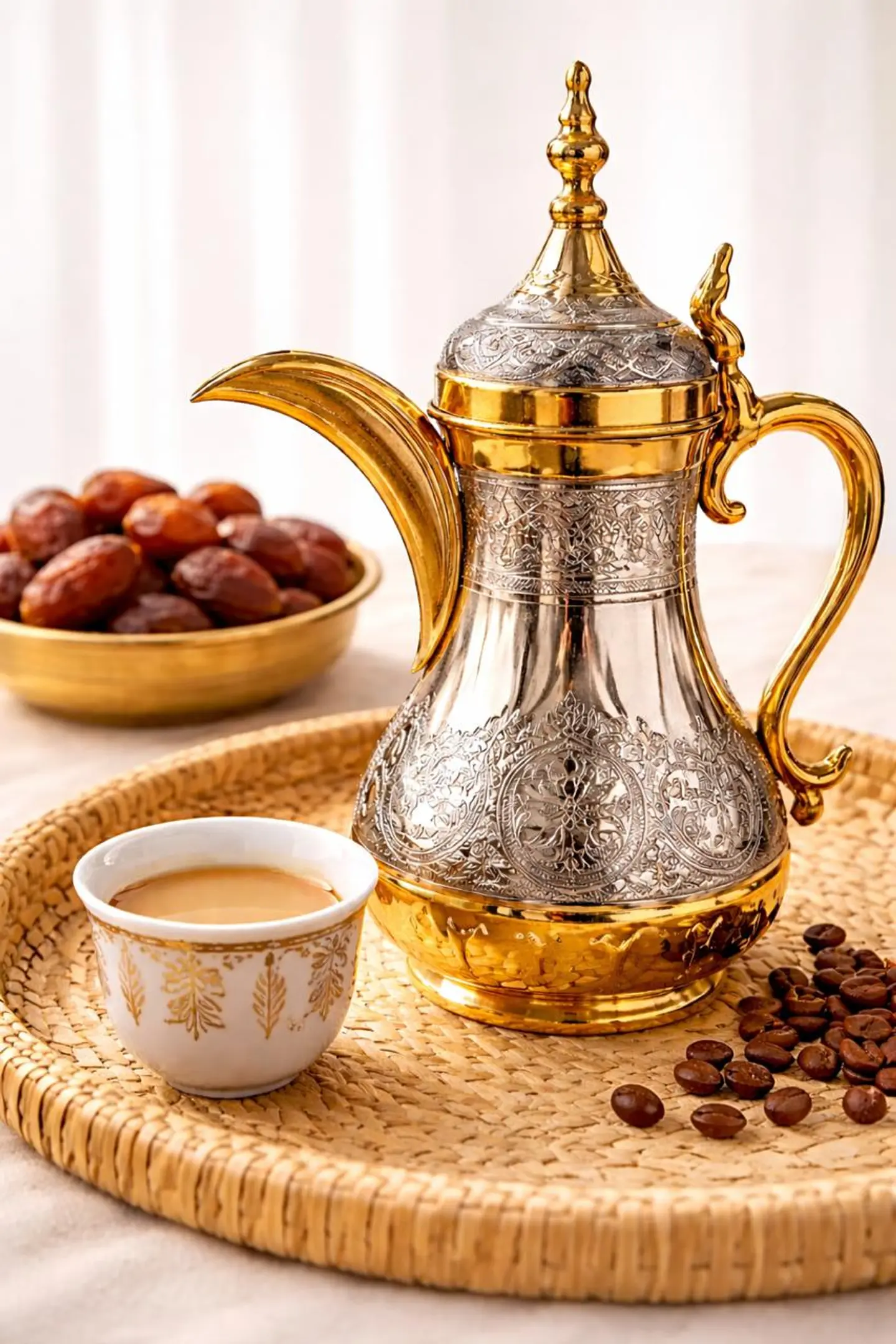 ترمس قهوة سعودية مع تمر و طحينه - ترمس