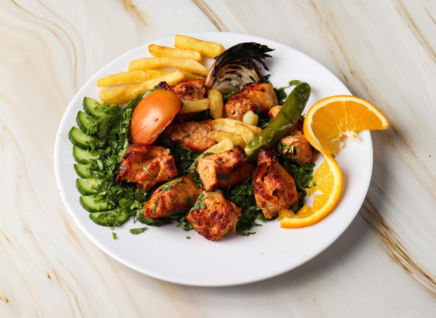 شيش بالعظم - نص حبة دجاج