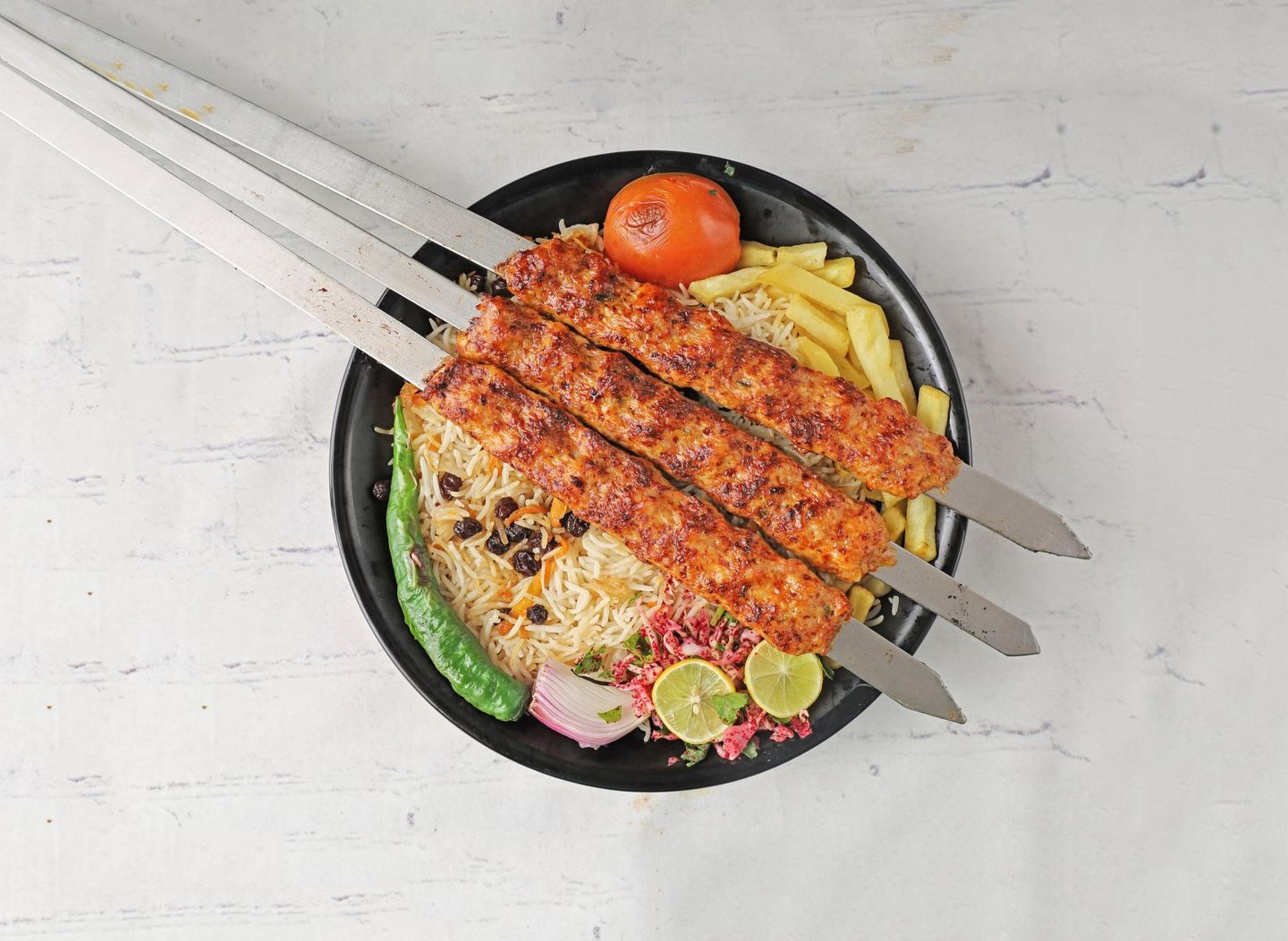 Chicken Kebab With Rice - For One Person