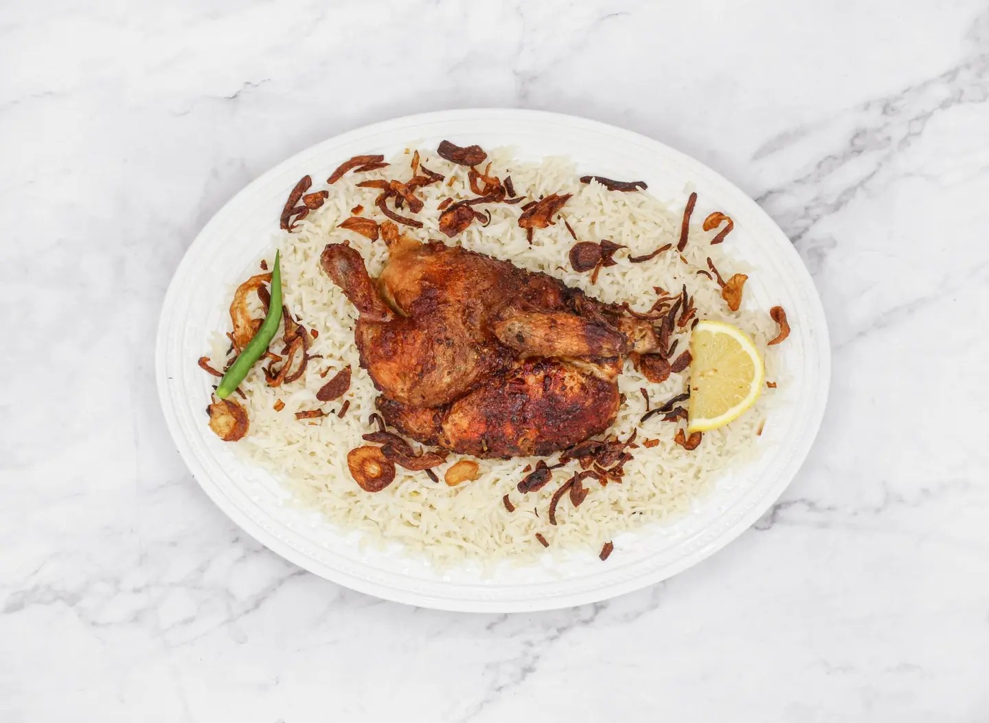 نص دجاج شواية مع الارز - نصف دجاجة