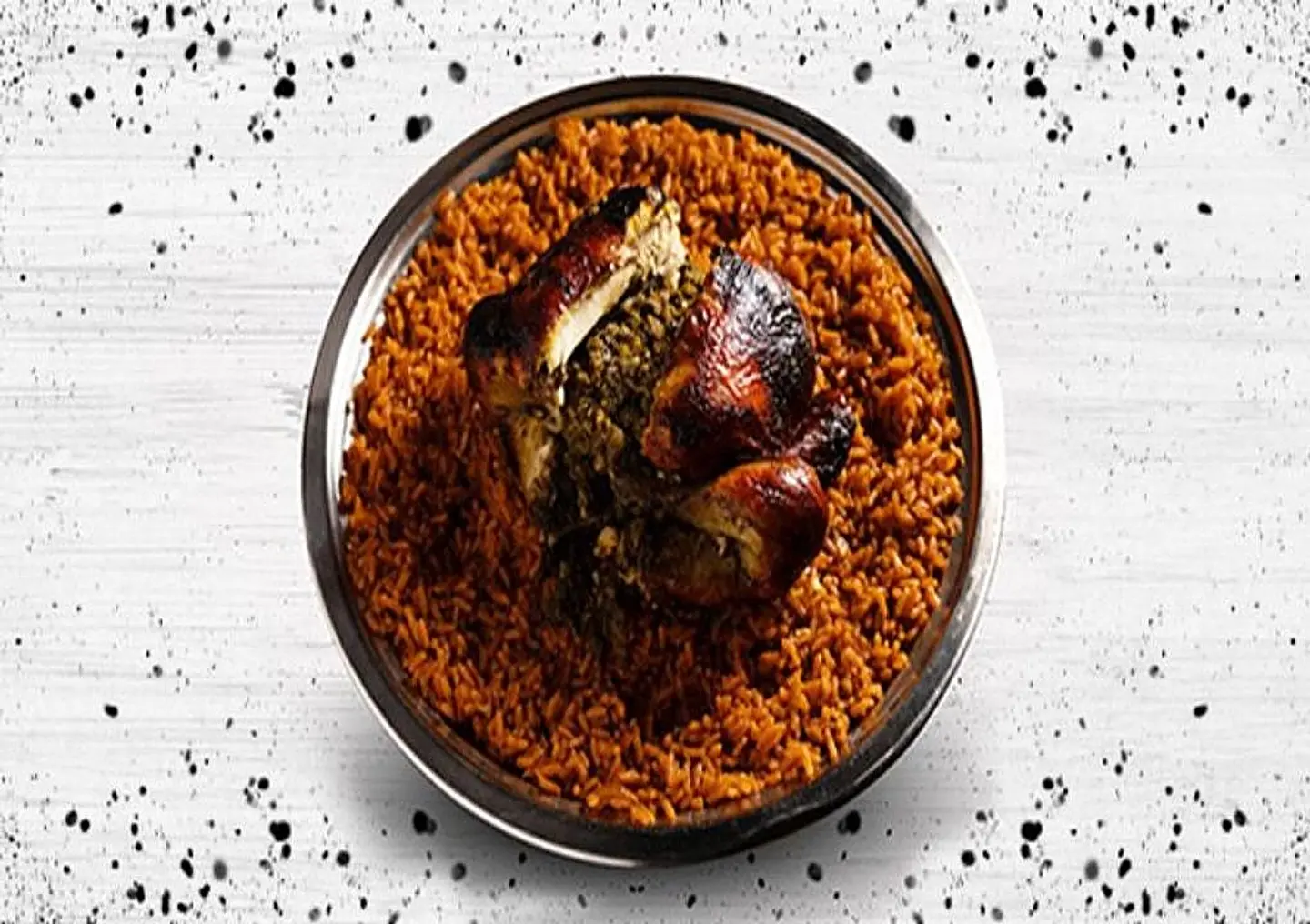 Half A Grilled Chicken On Coals With Red Rice - Half A Chicken